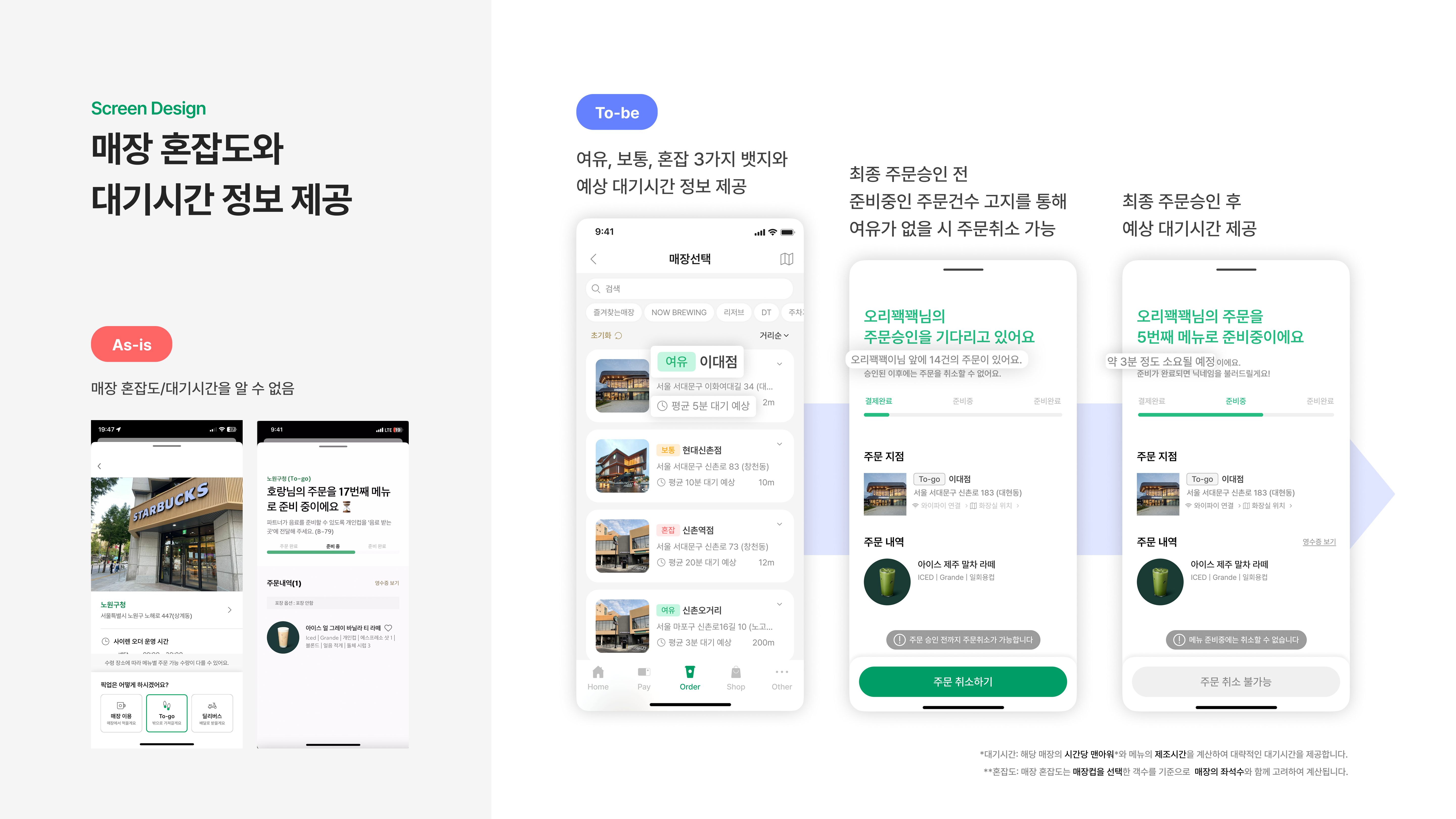 주문 화면 - 메뉴 선택과 옵션 설정 인터페이스